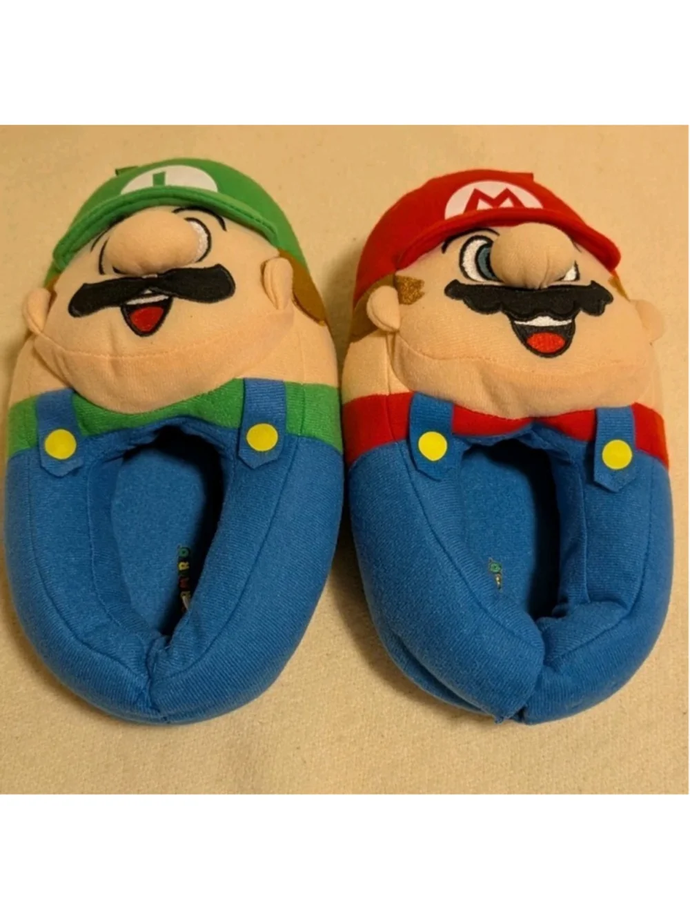 Nintendo Super Mario Bros 3D Plush Bedroom Slippers Blue Size M13-1 F10